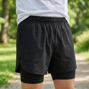 double layer shorts, double layer running shorts, running shorts 2 in 1 mens